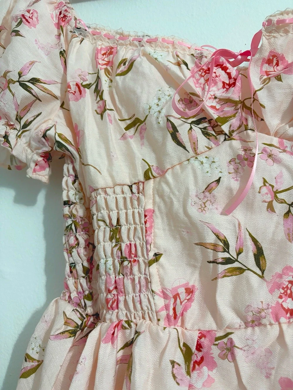 Liberty Love Pink Floral Tiered Mini Dress